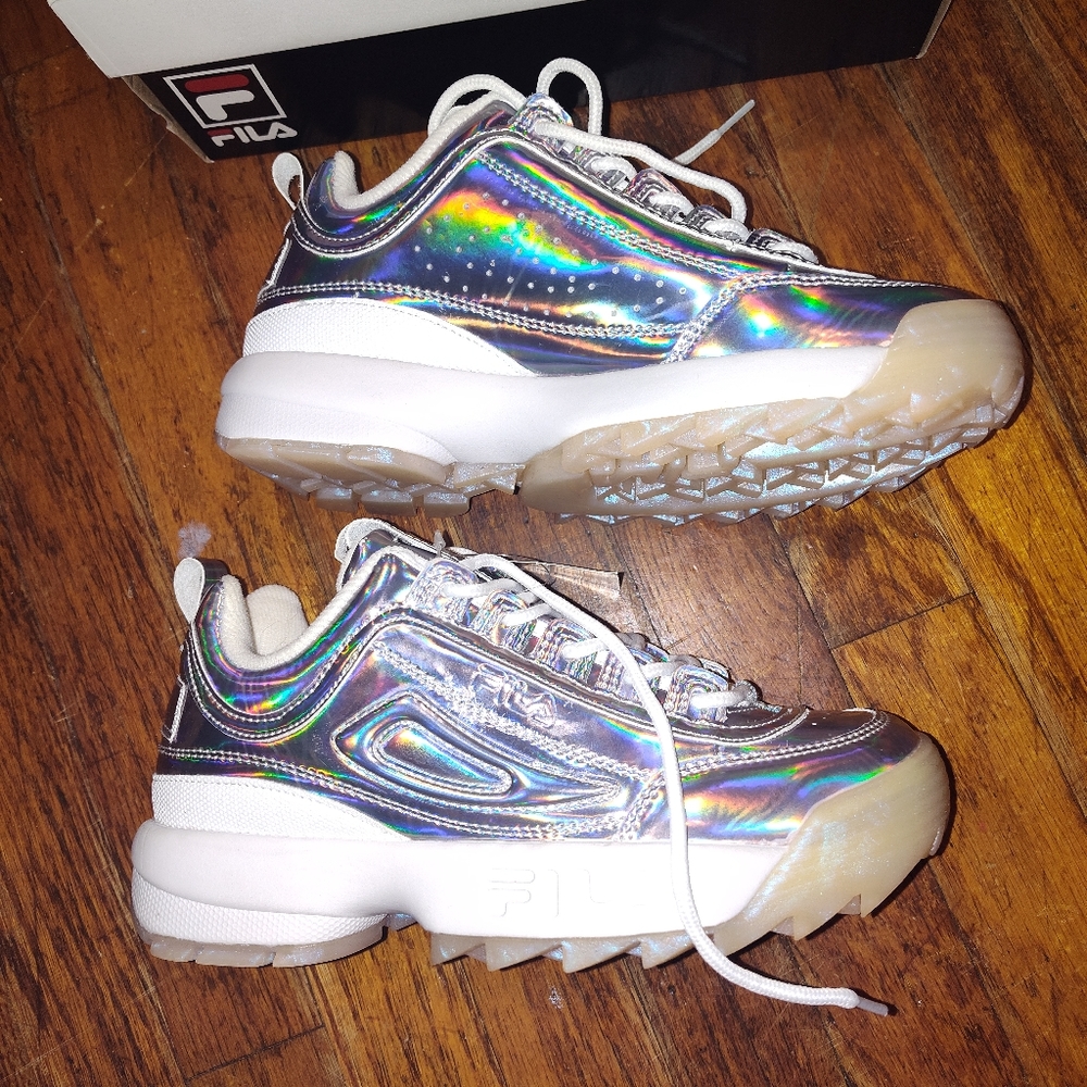 Fila Women's Holographic Sneakers - Silver and White